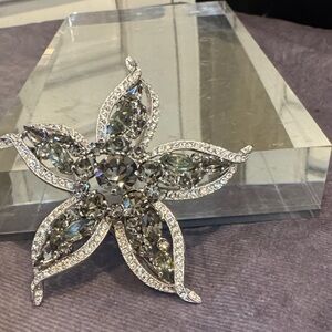Vintage Weiss Silver and Gray Crystal Starfish‎ Brooch
